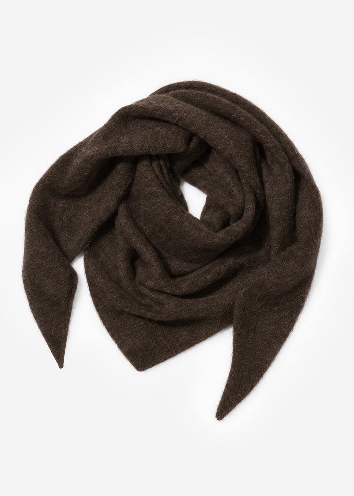 Écharpe triangle en maille — marron foncé