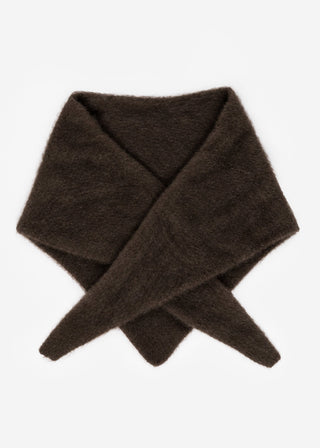 Écharpe triangle en maille — marron foncé