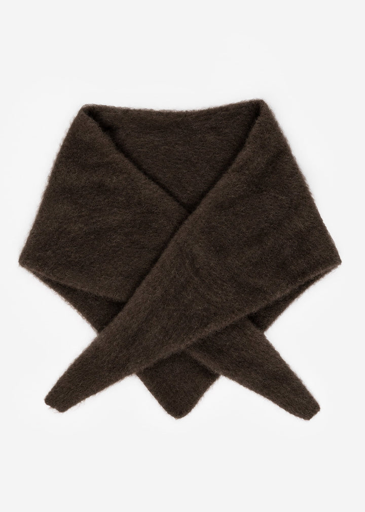 Écharpe triangle en maille — marron foncé
