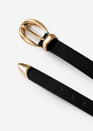Ceinture à boucle dorée arrondie — noir