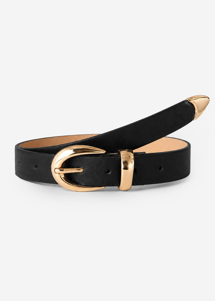 Ceinture à boucle dorée arrondie — noir