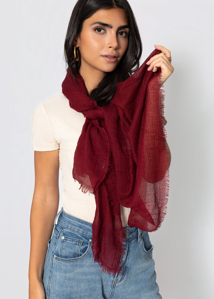 Écharpe en mousseline de coton — bordeaux