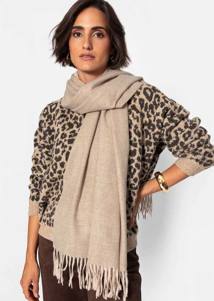 Écharpe douce en mélange cachemire — beige clair