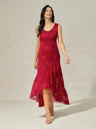 Lou - Robe de Soirée en Chiffon Floral avec Ourlet Asymétrique